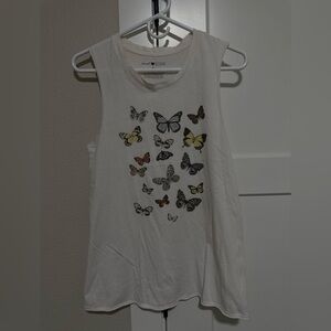 White Butterfly Muscle Tee size S